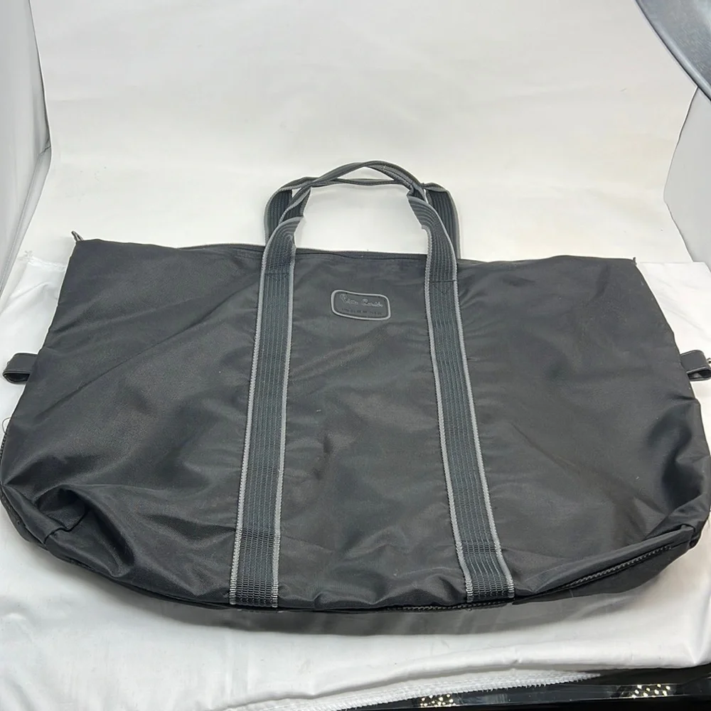 Pierre Cardin Large 25” x 18” Black Ballistic Nylon Zip Travel Duffel Tote Bag